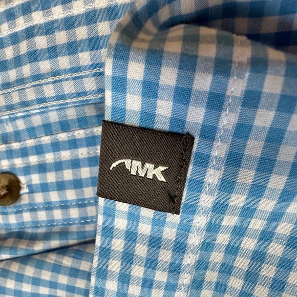 Mountain Khakis Shirt Mens Large Aqua White Checkered Cain Short Sleeve Button‎ - Picture 4 of 12